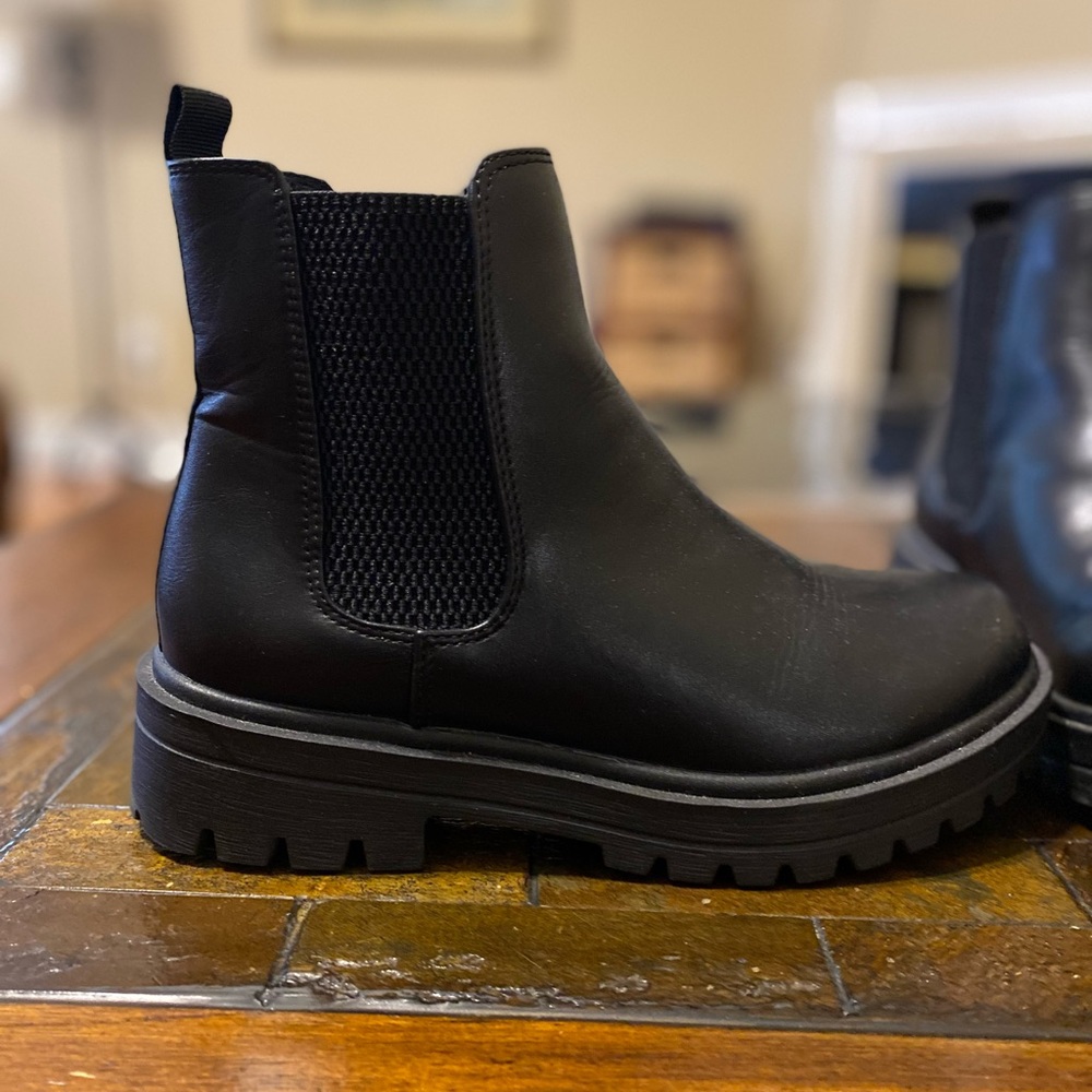 Black leather boots